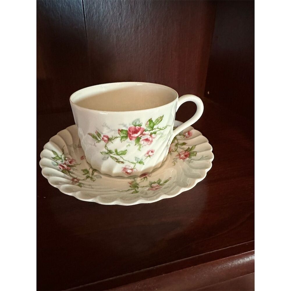 Haviland Limoges Julia Vintage Teacup & Saucer Set Scalloped Edge